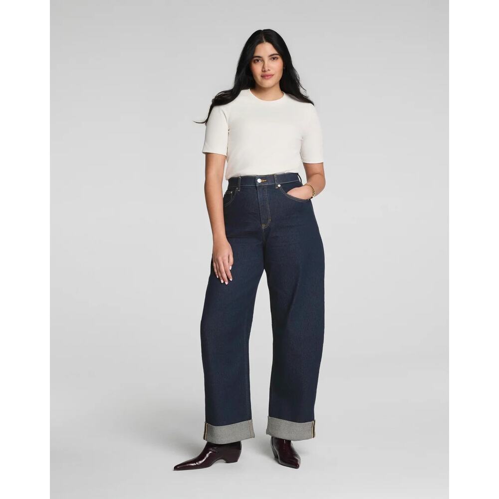 Spanx Cuffed Horseshoe Jeans in Marina Blue 3X High Rise Casual Wardrobe Basics - Picture 2 of 14